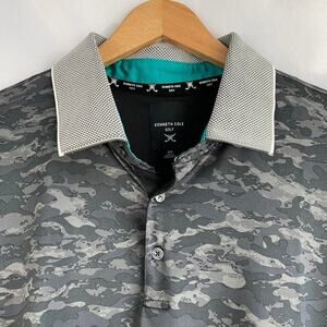 Kenneth Cole Camo Golf Polo Shirt Men 2X Black Gray Pickleball UPF 50 NWT Gift